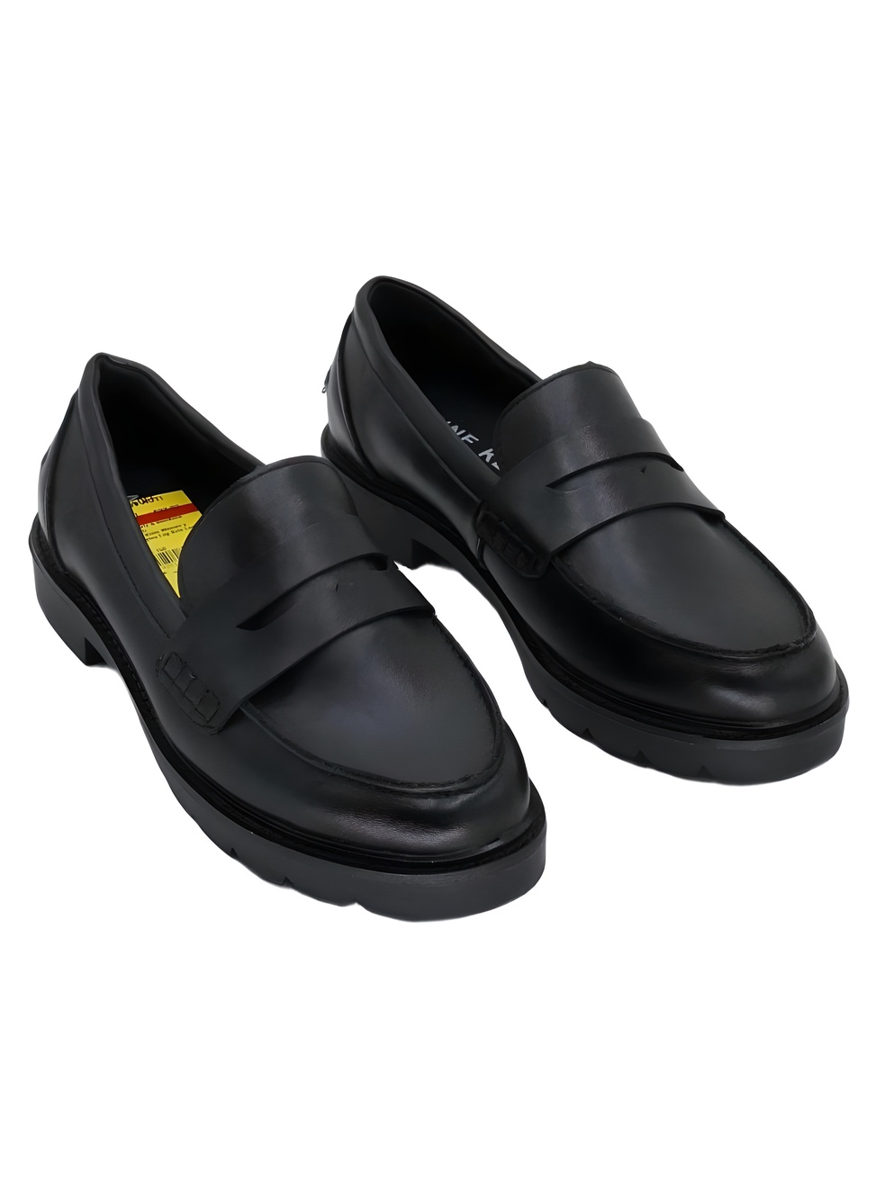 Anne Klein Emmylou Black PU Lug Sole Penny Loafers Size 7M